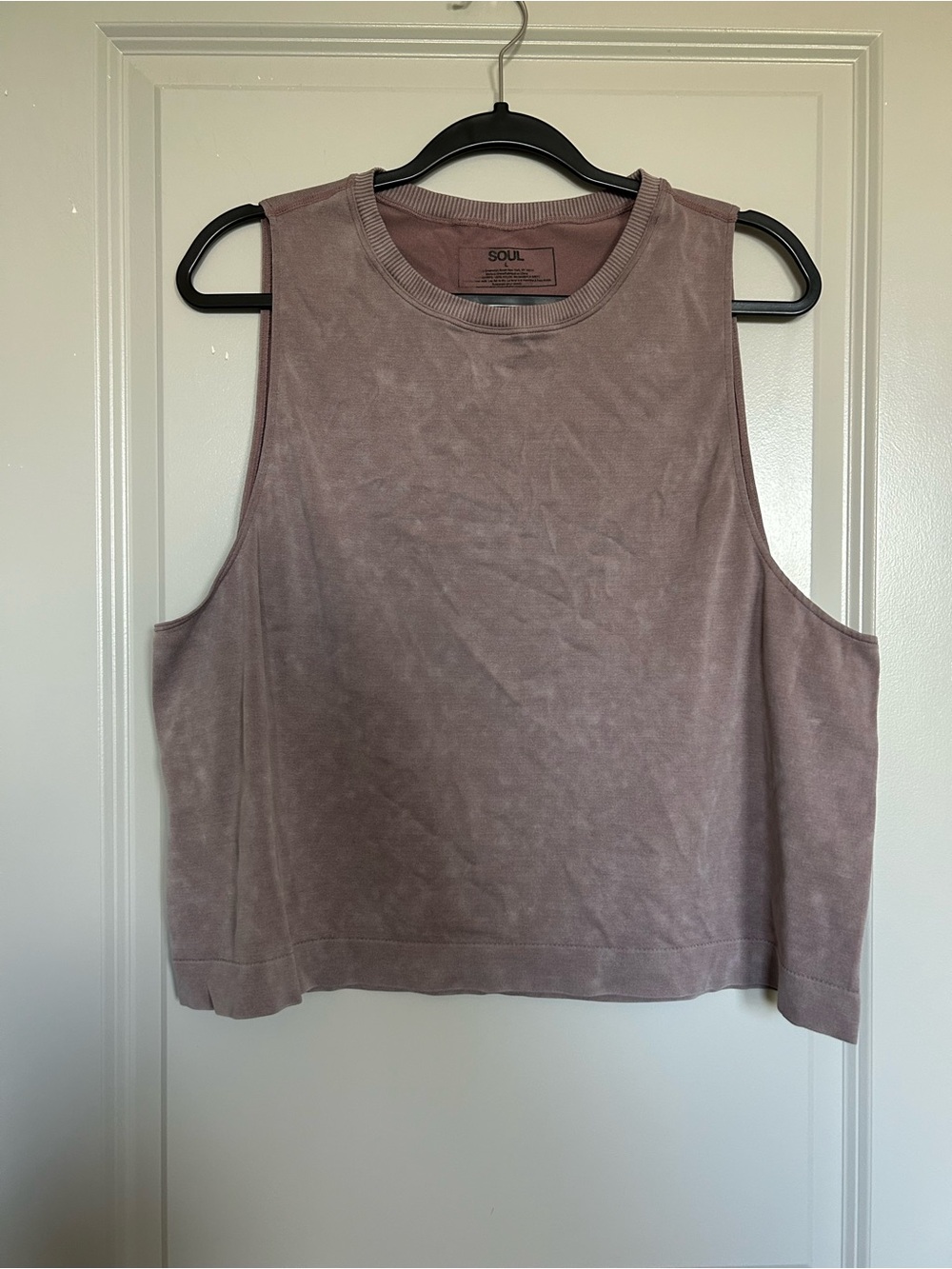 soulcycle Dusty Mauve Sleeveless Crop Tank with Skull Detail